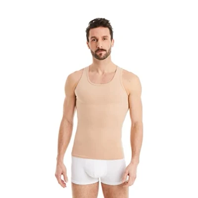 Abbildung von FINN Figurformendes Kompressions Shirt Herren mit Bauchweg Effekt Ärmelloses Shapewear Tank Top aus Baumwolle Body Shaper Unterhemd für einen flacheren Bauch Hautfarbe Nude 3XL