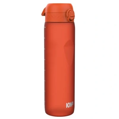 Abbildung von ION8 1 Liter Trinkflasche, 1000ml, Auslaufsicher, Einhandöffnung, Sichere Verriegelung, Spülmaschinenfest, BPA frei, Tragegriff, Leicht zu Reinigen, Ideal für Sport und Fitnessstudio, Kräftiges Orange