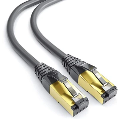 Abbildung von mumbi LAN Kabel 1m CAT 8 Netzwerkkabel geschirmtes F/FTP CAT8 Ethernet Patchkabel RJ45 1Meter, schwarz