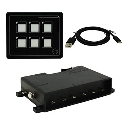 Abbildung von 12v 24v 6 Pin Film Taste Touchscreen Indikator Schalttafel Eingebauter PPTC mit USB Kabel und Membransteuerbox IP66 für Marine LKW Wohnwagen Wohnmobil Yacht Boot