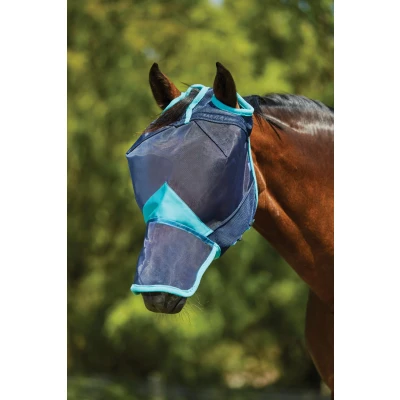 Abbildung von Weatherbeeta Fliegenmaske Comfitec Deluxe Fine Mesh mit Nase Navy/Türkis XWarmblut