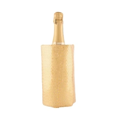 Abbildung von (6 Stück) Weinkühler, Champagner, Sekt, Weihnachten, goldene Pailletten, rutschfestes Band, 4 lagig, Anti Kondensationsgel, 12 Fächer