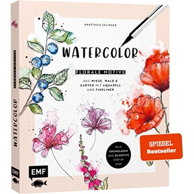 Abbildung von Watercolor Florale Motive aus Wiese, Wald &amp; Garten mit Aquarell und Fineliner: Alle Grundlagen 20 Step by