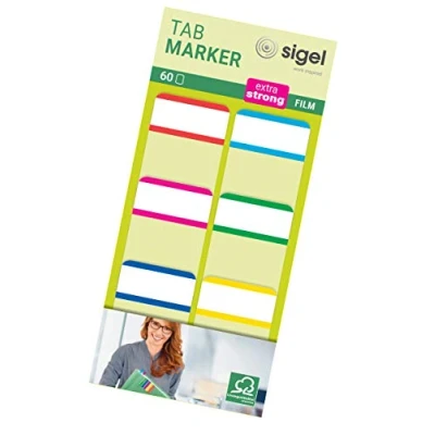 Abbildung von SIGEL HN201 Tab Marker, extra starke Haftmarker, 25 x 38 mm, 60 Streifen