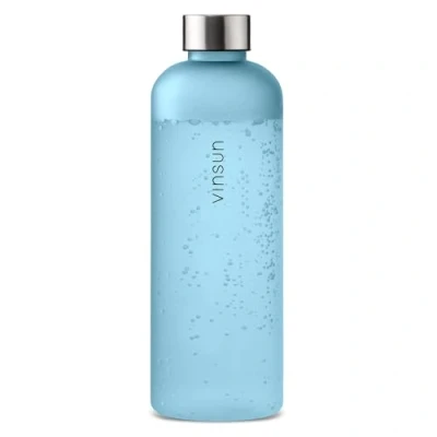 Abbildung von VINSUN Trinkflasche 1,5L blau wiederverwendbar, Kohlensäure geeignet, BPA frei, Tritan Leichte Wasser Flasche für Sport, Outdoor, Schule, Uni, Fahrrad, Büro, Gym