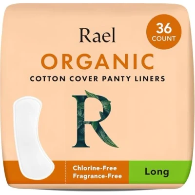 Abbildung von Rael Slipeinlagen Damen mit Flügel, Bezug aus Bio Baumwolle länger Slipeinlagen, leichte Saugfähigkeit, geruchlos, chlorfrei (länger, 36 Stück)