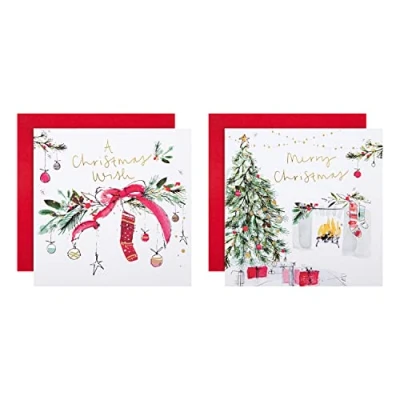 Abbildung von Hallmark Weihnachtskarten für Wohltätigkeitsorganisationen, in Box, traditionelle Wunschdesigns, 16 Stück, 2 Designs