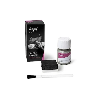 Abbildung von KAPS Professional Lederfarbe &quot;Super Color&quot; für Naturleder, Synthetik und Textil Lederfärbemittel 25 ml (402 Altsilber)