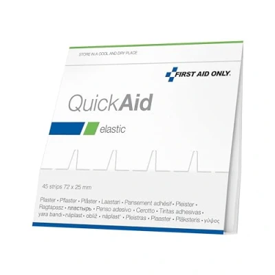 Abbildung von First Aid Only QuickAid Nachfüllpack elastische Pflaster (45 Stück) 45 Pflasterstrips zur einfachen Entnahme aus Pflasterspender Einzeln &amp; steril verpackt P 44006 00
