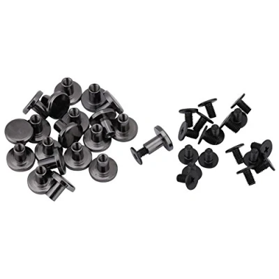 Abbildung von 20 Stucke Schwarz Messing Gewinde Flachkopf Mutter Nagel Nieten Schrauben DIY Lederhandwerk Dekoration Lieferungen(8mm)