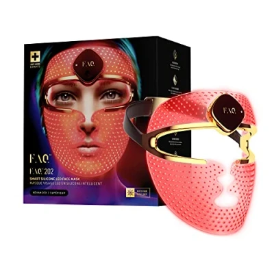 Abbildung von FAQ 202 Smart Anti Aging NIR + 7 LED Lichttherapiemaske fürs Gesicht Flecken und Aknebehandlung Gesichtsmasken Hautpflege Silikon Reinigungsspray 60 ml Inklusive