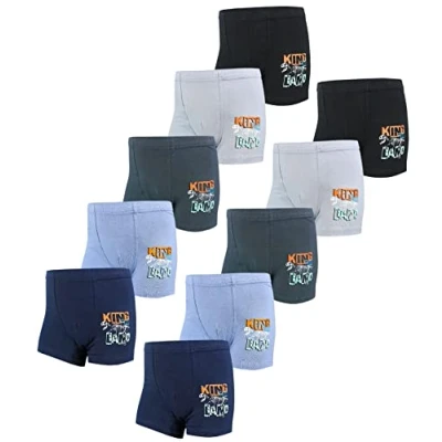 Abbildung von TupTam Jungen Boxershorts Unterhose Kinder Boxer Unterwäsche 10er Pack, Farbe: Pack Dunkelblau Blau Anthrazit Dinosaurier, Größe: 104 110