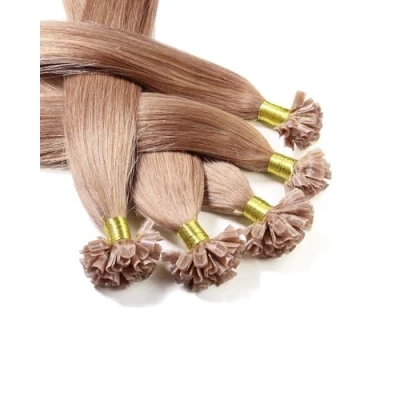 Abbildung von hair2heart Bonding Extensions Echthaar glatt 8/01 Hellblond Natur Asch 25 Strähnen 0.5g 50cm, für langanhaltende Haarverlängerung