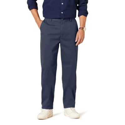 Abbildung von Amazon Essentials Herren Knitterfreie Flatfront Chinohose in klassischer Passform (erhältlich Übergröße), Marineblau, 34W / 31L