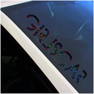Abbildung von Finest Folia Frontscheibenaufkleber Schriftzug Girlscar Aufkleber für Windschutzscheibe Heckscheibe Frontscheibe Auto Fahrzeug Dekor Sticker FS128 (Flakes Schwarz, Außenklebend)