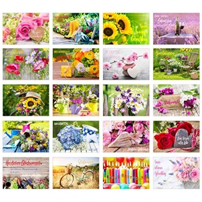 Abbildung von Edition Seidel Set 20 exklusive Premium Geburtstagskarten mit Umschlag. Glückwunschkarte Grusskarte zum Geburtstag. Geburtstagskarte Mann Frau Karten Billet Happy Birthday Sprüche