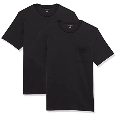 Abbildung von Amazon Essentials Herren Kurzärmliges T Shirt mit Rundhalsausschnitt in normaler Passform, 2er Pack, Schwarz, XXL