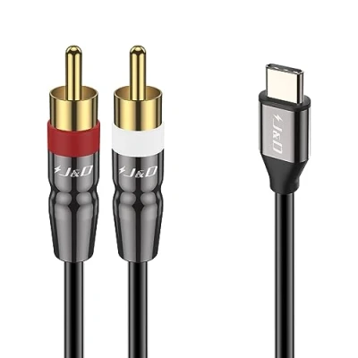 Abbildung von J&amp;D USB C auf 2 RCA Kabel, Typ Stecker, Audio Hilfs Stereo Y Splitter kompatibel mit iPhone 15 Serie, Google Pixel 6/7/8, MacBook Pro, Telefon, Tablets, Laptop, 1 m