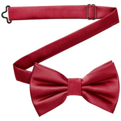 Abbildung von DonDon Fliege Herren handgefertigt Seiden Look 12 x 6 cm Dunkelrot
