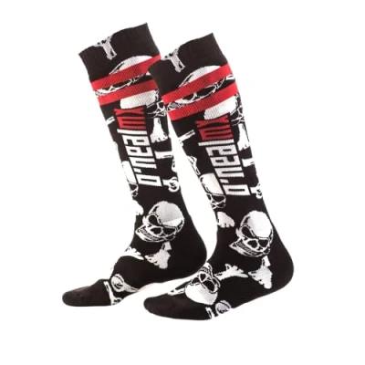 Abbildung von O&#039;NEAL Mountainbike Motocross Socken MTB Downhill Freeride Schweißabsorbierend, Verstärkter Fersen &amp; Sohlenbereich Pro MX Sock Crossbone Unisex Erwachsene Schwarz Weiß One Size