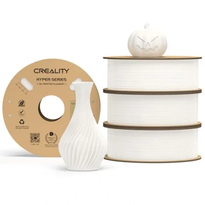 Abbildung von Creality Official Hyper PLA Filament Weiß 4KG, 3D Drucker für Hochgeschwindigkeitsdruck, langlebig und widerstandsfähig, glatt, Überhang Leistung Maßgenauigkeit +/ 0.03mm, 4 Rollen