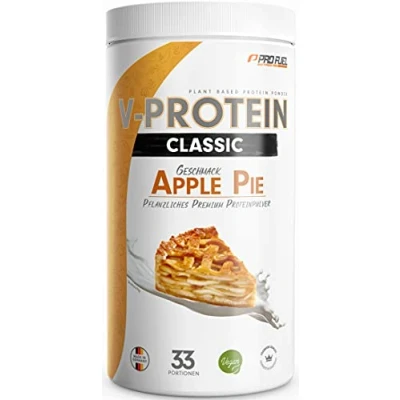 Abbildung von Vegan Protein Pulver APFELKUCHEN 1kg V Pflanzliches Eiweißpulver auf Erbsenprotein Basis mit 73,3% Eiweiß Gehalt optimale Wertigkeit veganer Shake ohne Soja &amp; Weizen