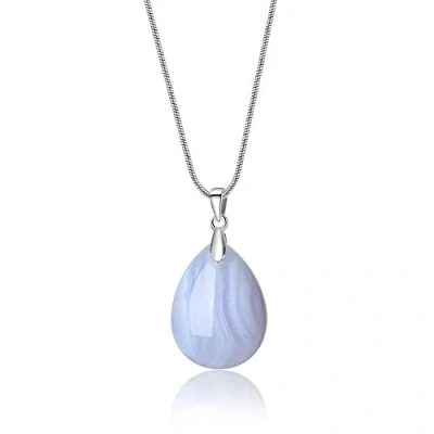 Abbildung von COAI Geschenkideen Glückskette aus Chalcedon Blau Tränen der Engel Wassertropfen Anhänger für Damen und Mädchen