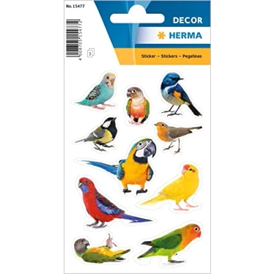 Abbildung von HERMA 15477 Aufkleber Wellensittich klein groß, Tiere Stück, 30 Sticker mit Papagei Aras Vogel Motiv, Kinder Etiketten für Fotoalbum Tagebuch Poesiealbum Scrapbooking Geburtstag Deko Briefe Basteln