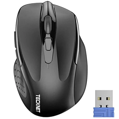 Abbildung von TECKNET Kabellose Maus Pro 2.4G 2600 DPI Wireless 6 Tasten mit Nano Empfänger, 24 Monate Batterielaufzeit, 5 Einstellbare Pegel für PC Laptop iMac MacBook Microsoft Pro, Office Home