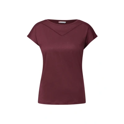 Abbildung von Street One Damen 3226375 Shirt mit Deko Tape, Dark Cherry Red, 36
