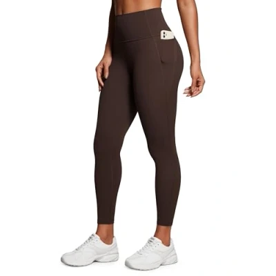 Abbildung von CRZ Yoga Butterluxe Damen High Waist Sport Leggings Blickdicht Soft Hosen Gym Workout Leggins mit Tasche 64cm Heißes Fudge Brown 34