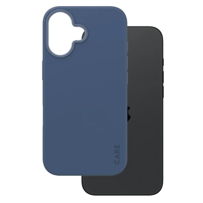 Abbildung von Apple iPhone 16 Hülle MagSafe Silikon PanzerGlass Hard Case/Backcover Handyhülle Blau Shockproof/Stoßfest