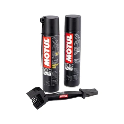 Abbildung von Reinigungs und Schmer Set für Ketten, Motul C4 400 ml + C1 Bürste zum Reinigen Kette