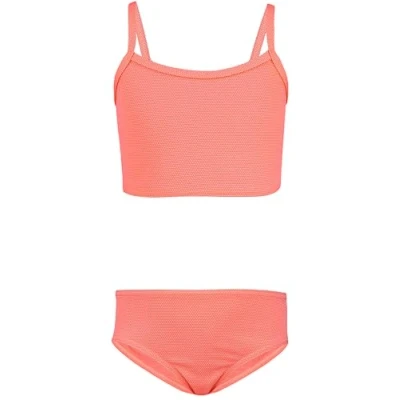 Abbildung von Aquarti Mädchen Bikini Set Bustier Bikinislip Zweiteiliger Badeanzug, Farbe: 038 Jacquard Punkte Orange, Größe: 152