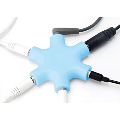 Abbildung von MyGadget 5 Fach Audio Splitter 3, mm Aux Klinkenverteiler Mini Klinken Verteiler Kopfhörer Buchse für Smartphones, Laptops und PC in Blau