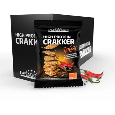 Abbildung von Layenberger High Protein Cräkker, Snacks mit viel Eiweiß und wenig Kohlenhydraten, (8 x 75 g) Spicy