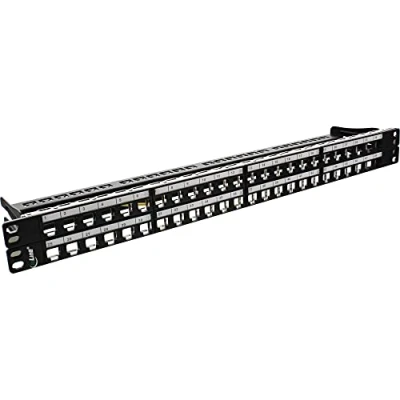 Abbildung von InLine 76848C Patchfeld 48 fach, Keystone Snap In Leerblech Patchpanel, 19&quot;, 1HE, schwarz