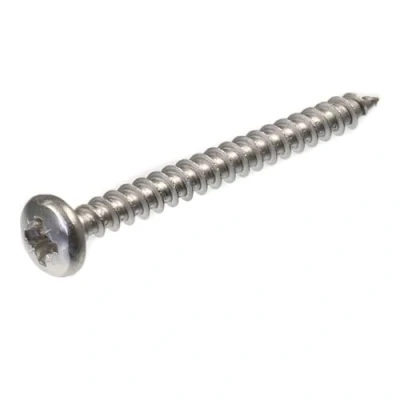 Abbildung von SECCARO Spanplattenschraube Halbrundkopf 6 x 60 mm, Edelstahl V2A VA A2, Holzschraube mit Vollgewinde, Kreuzschlitz/PZ, 100 Stück