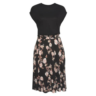 Abbildung von Lascana 2in1 Jerseykleid, Damen, Größe: 46, Schwarz orange bedruckt