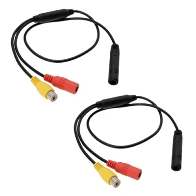 Abbildung von OTOTEC 2 x Rückfahrkamera Adapterkabel, 4 poliger Stecker auf CVBS RCA Buchse, Videokabel, Länge 55,5 cm, Kamerasignal Kabelbaum