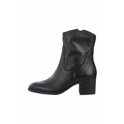 Abbildung von MARCO TOZZI Damen Stiefeletten mit Absatz aus Leder Reißverschluss, Schwarz (Black), 40 EU