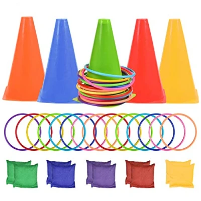 Abbildung von BUYGOO 30Pcs 3 in 1 Ringwurfspiel Wurfspiel Outdoorspiele Ringe Werfen Wurf Spiel Outdoor Ring Spaß Sitzsack Spiel, für Garten Party
