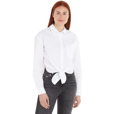 Abbildung von Tommy Jeans Front TIE Shirt Bluse, Damen, Größe: 36, White