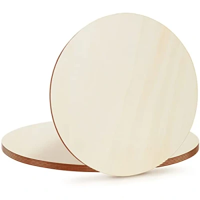 Abbildung von Belle Vous 6er Pack Naturbelassene Holzplatte Rund 45 cm Durchmesser, 2,4 mm Dicke Schlichtes Blankes Holz zum Basteln, für Brandmalerei, Kunsthandwerk, Untersetzer, Heimdekor &amp; Ornamente