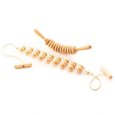 Abbildung von tuuli Anti Cellulite Massage Set Massagegerät Rücken Massageroller Rückenmassagegerät Roller mit Griff Maderotherapie aus Holz