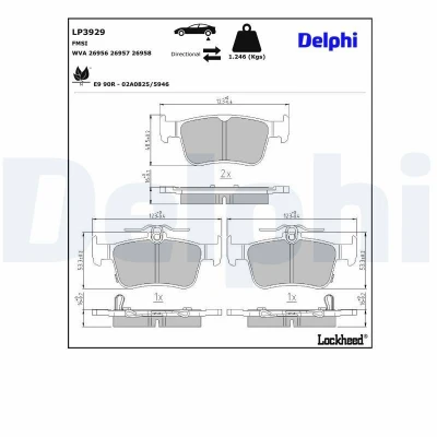 Abbildung von DELPHI LP3929 Bremsbelagsatz mit akustischer Verschleißwarnung Anti Quietsch Blech ohne Zubehör HONDA: Civic XI Schrägheck (FL) 2.0 e:HEV 2022