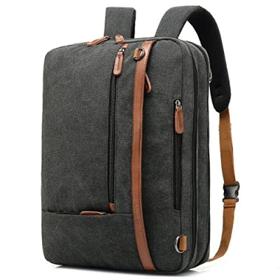 Abbildung von CoolBELL umwandelbar Aktentasche Rucksack Messenger Bag 15,6 Zoll Laptoptasche Herren Business Umhängetasche Mehrzweck Arbeitastasche Reisen Backpack Notebook Schultertasche(Canvas Schwarz)