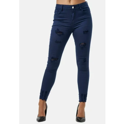 Abbildung von Elara Damen Jeans High Waist Destroyed Chunkyrayan MEL0275 1 Navy 50 (5XL)