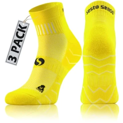 Abbildung von sesto senso 3 Paar Laufsocken Baumwolle Sportsocken Damen Herren Bunte Sport Socken 35 38 Gelb