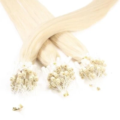 Abbildung von hair2heart Microring Extensions Echthaar glatt 25 Strähnen 1g 40cm 10/0 hell lichtblond